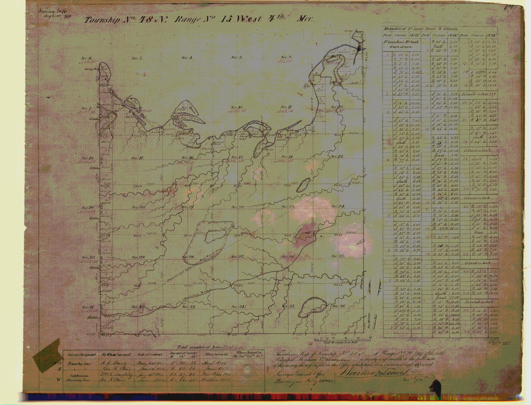 [Public Land Survey System map: Wisconsin Township 48 North, Range 15 West]