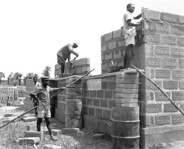 Ornamented Cement Block Construction