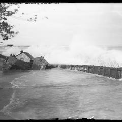 Lake Michigan northeaster - wreck of boathouses - October