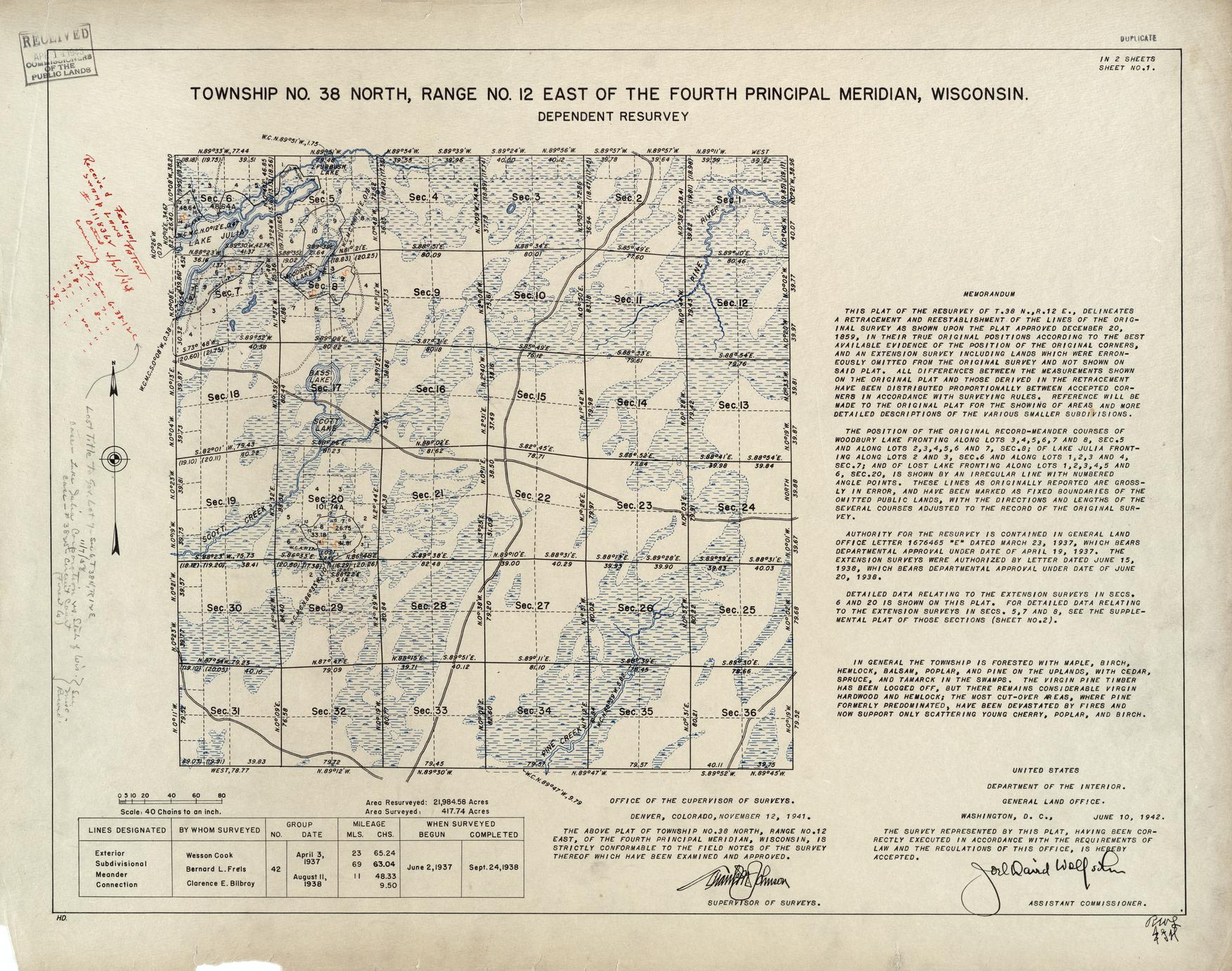 [Public Land Survey System map: Wisconsin Township 38 North, Range 12 East]
