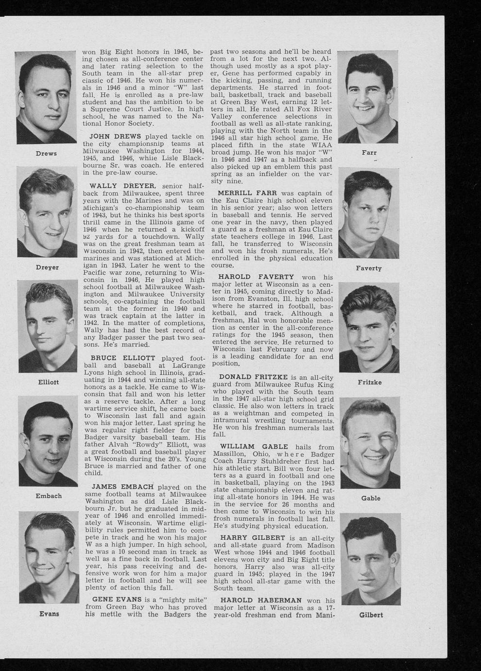 University of Wisconsin 1948 football facts and centennial sports