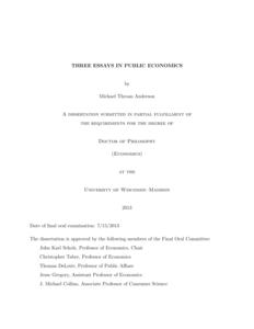 Three Essays in Public Economics