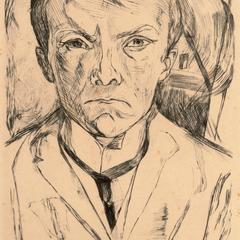 Self-Portrait with a House Gable (Selbstbildnis von vorn, im Hintergrund Hausgiebel), from the portfolio Faces (Gesichter)