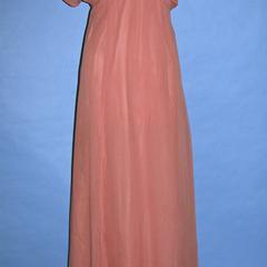 Salmon pink chiffon evening dress