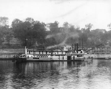 Photograph of side view of the C.C. Webber on the Mississippi River