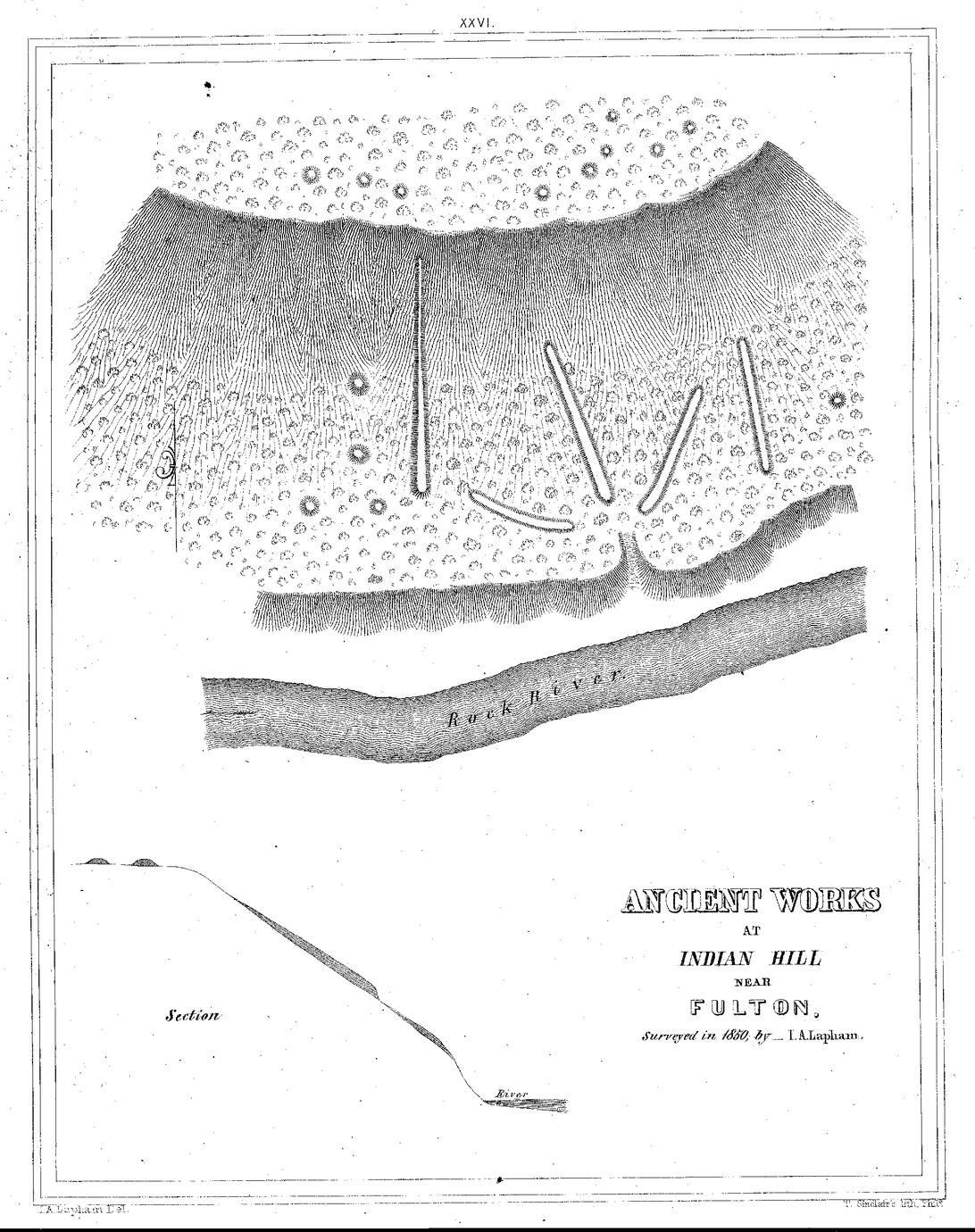 XXVI. Ancient Works at Indian Hill near Fulton. Surveyed in 1850, by&mdash;I. A. Lapham.