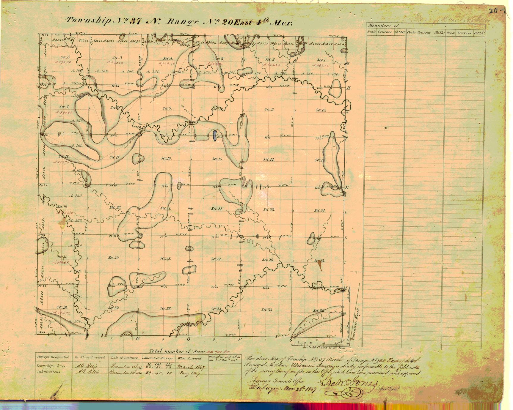 [Public Land Survey System map: Wisconsin Township 37 North, Range 20 East]