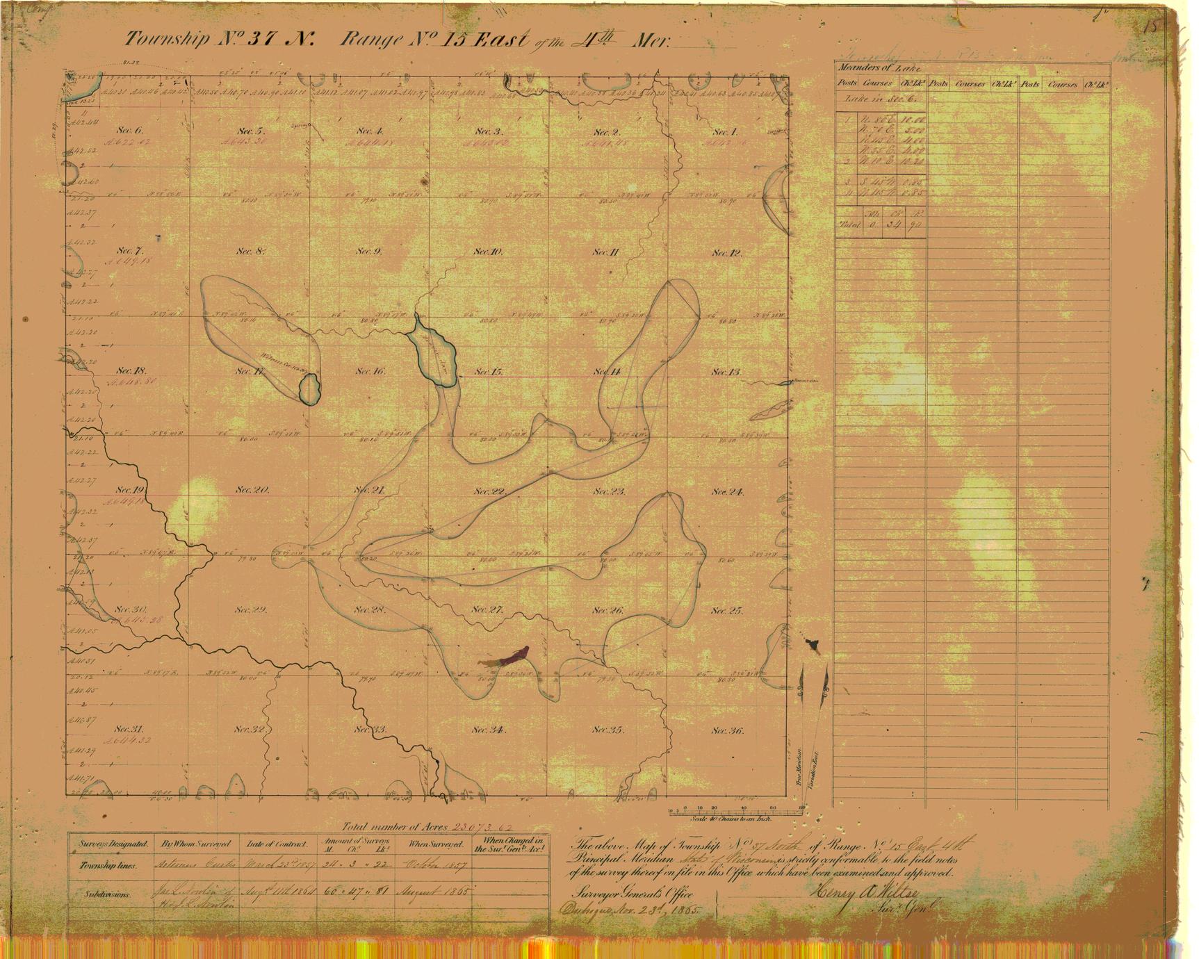 [Public Land Survey System map: Wisconsin Township 37 North, Range 15 East]