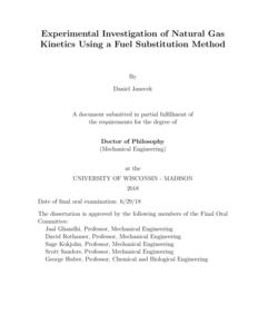 Experimental Investigation of Natural Gas Kinetics Using a Fuel Substitution Method