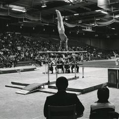 Male gymnast competing
