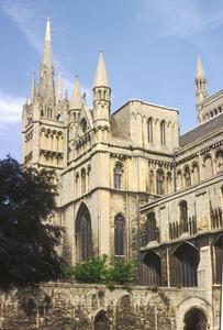 Peterborough Cathedral exterior southwest transept from southeast