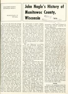 John Nagle's history of Manitowoc County, Wisconsin
