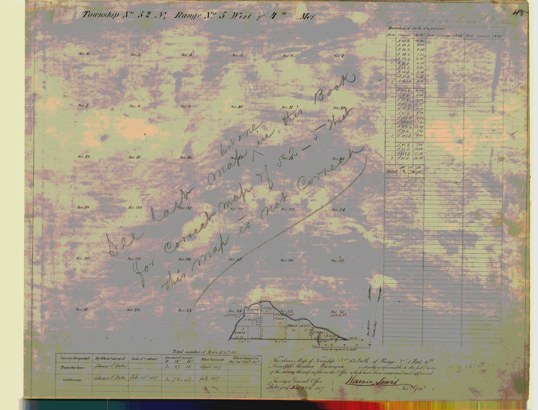 [Public Land Survey System map: Wisconsin Township 52 North, Range 05 West]