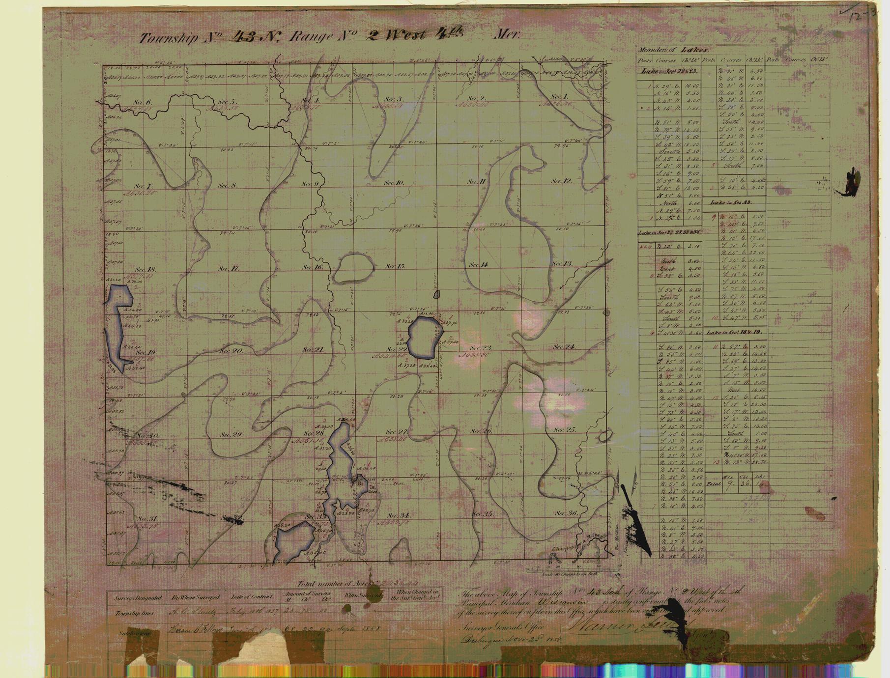 [Public Land Survey System map: Wisconsin Township 43 North, Range 02 West]