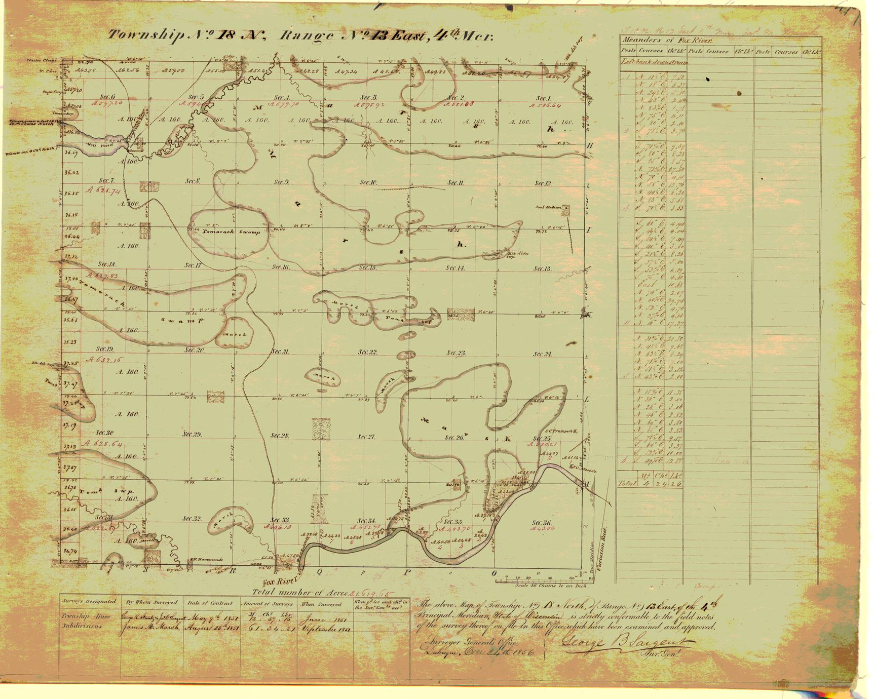[Public Land Survey System map: Wisconsin Township 18 North, Range 13 East]