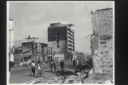 Damaged buildings in Rizal Avenue, Manila, 1945