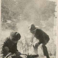 "The boys cooking supper in the field," Starker (L), Luna (R), Las Lunas, New Mexico, 1924