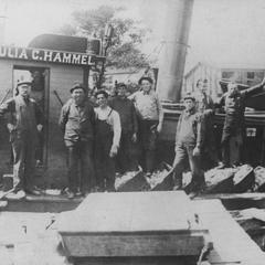 Crew on deck of "Julia C. Hammel" owned by Herman and August Luebke