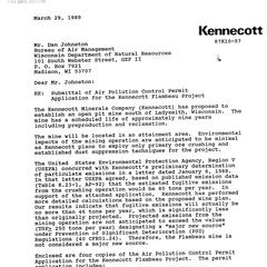 Air pollution control permit application for the Kennecott Flambeau Project