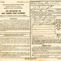 1945 Application for home canning sugar allowance
