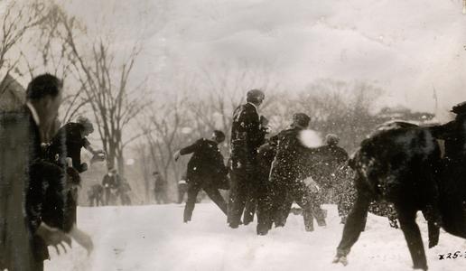 Men having a snowball fight