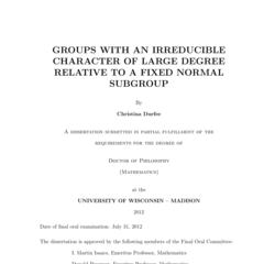 Groups with an irreducible character of large degree relative to a fixed normal subgroup