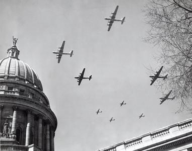 Aerial formation over State Capitol building