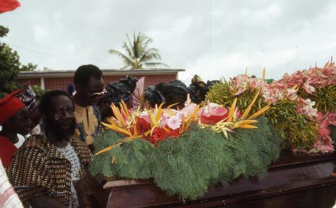 Makinwa funeral casket outside of church