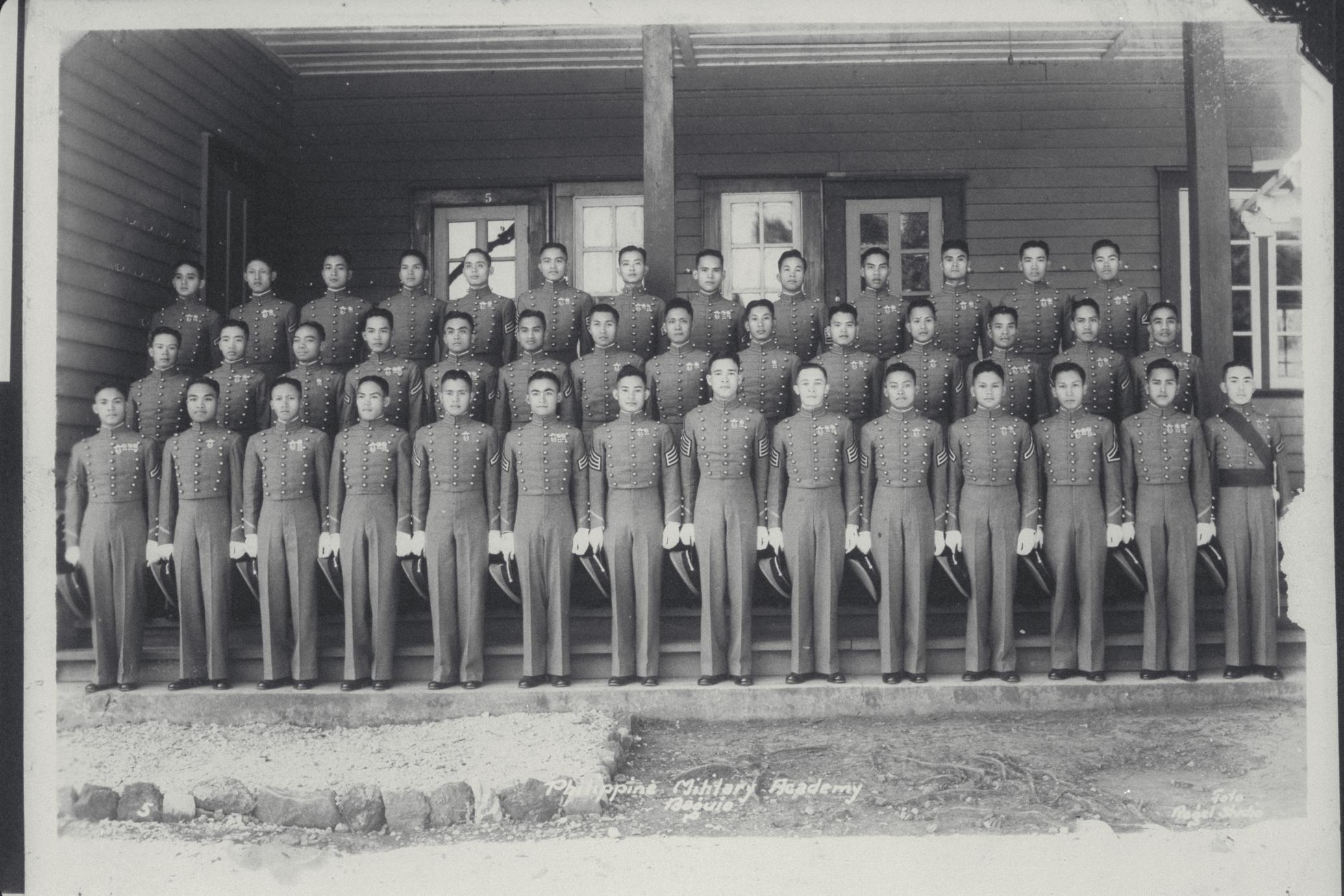 Cadets standing in uniform, Philippine Military Academy, Baguio