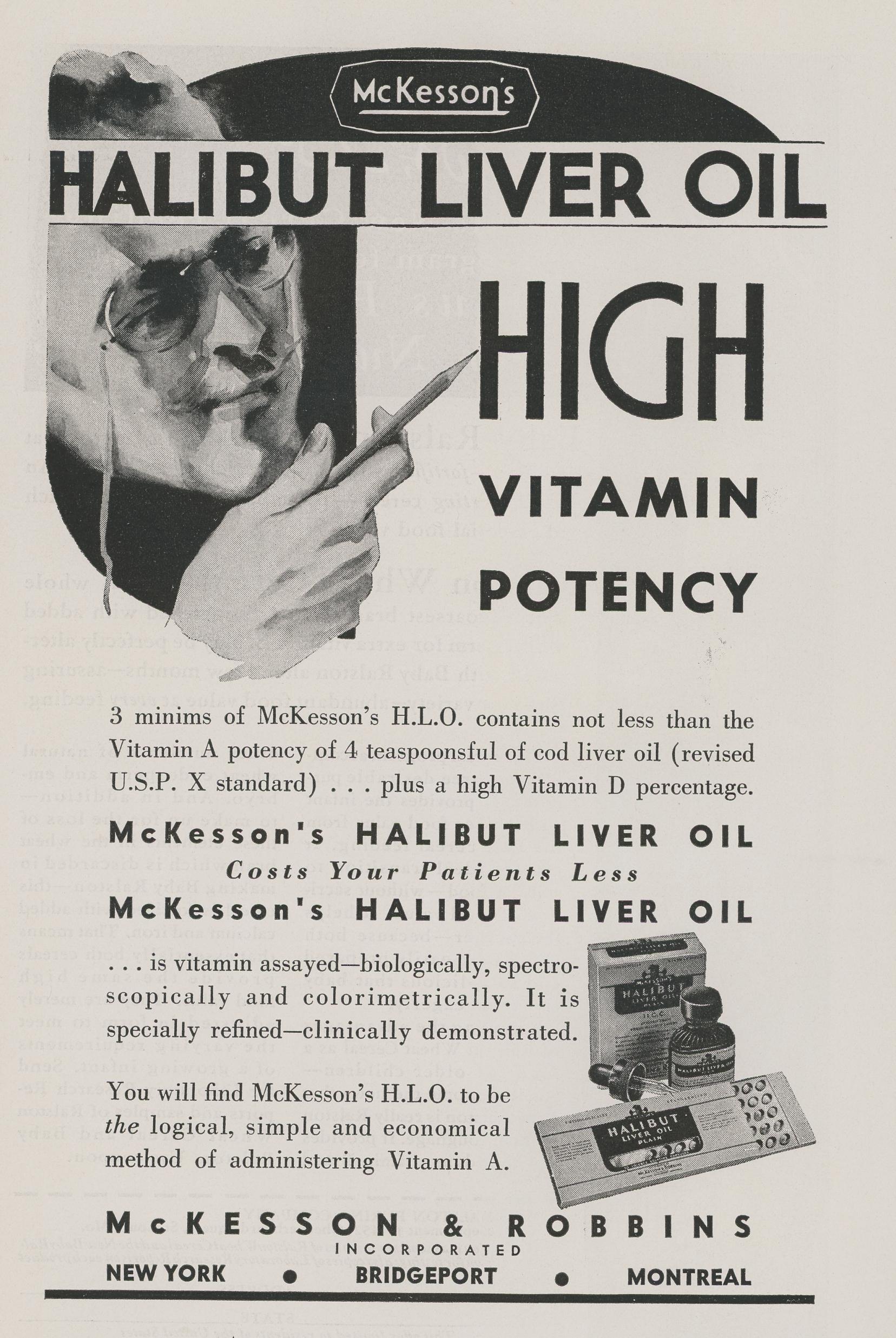 McKesson&rsquo;s Halibut Liver Oil advertisement - UWDC - UW-Madison 