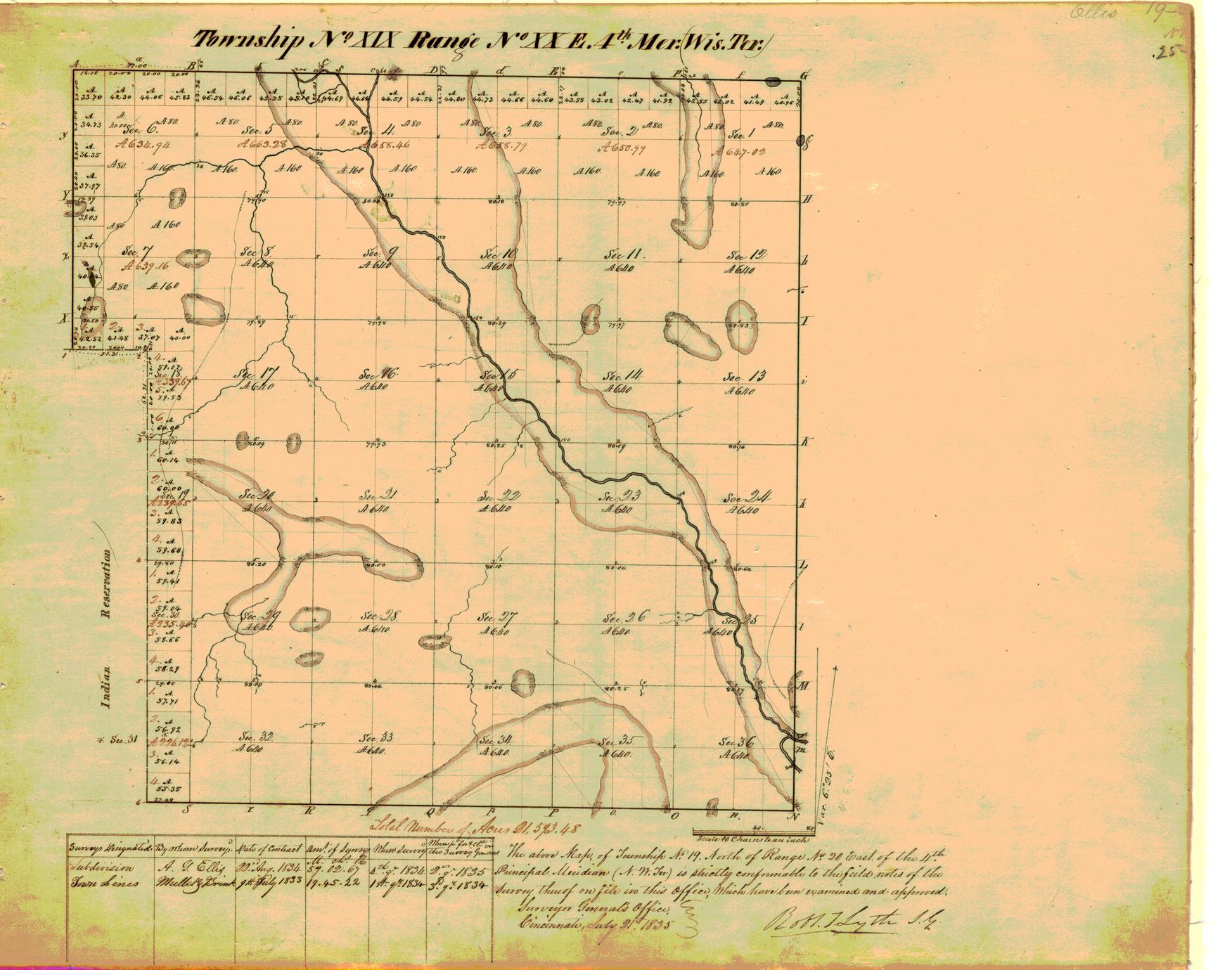 [Public Land Survey System map: Wisconsin Township 19 North, Range 20 East]