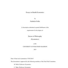 Essays in Health Economics