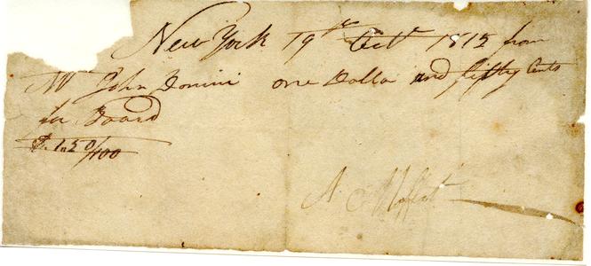 Receipted bill from A.C. Moffet to John Dominy, 1815