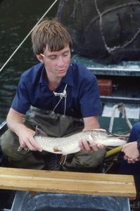 Peter Inskip measuring a northern pike