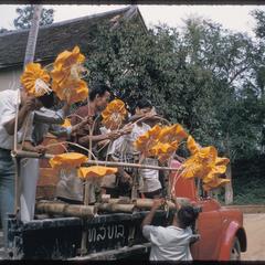 Cloth flowers on truck