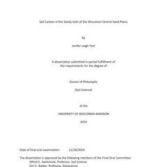 Soil Carbon in the Sandy Soils of the Wisconsin Central Sand Plains