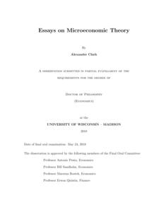 Essays on Microeconomic Theory