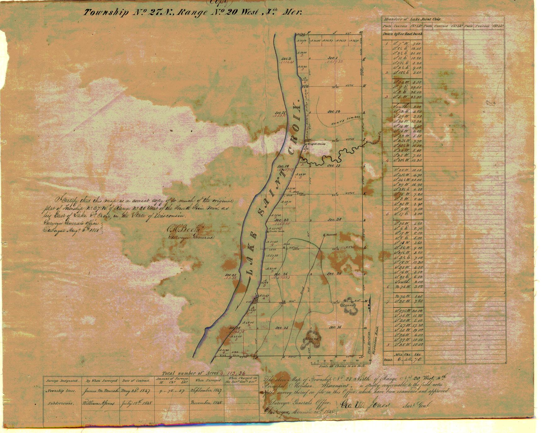 [Public Land Survey System map: Wisconsin Township 27 North, Range 20 West]