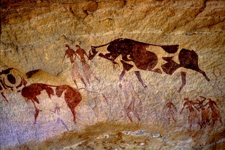 Petroglyph : Cattle with Human Figures
