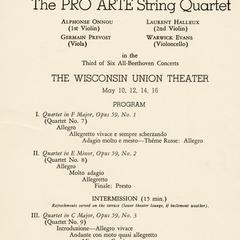 Pro Arte Quartet performance program