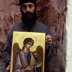 Father Panteleimon with an icon