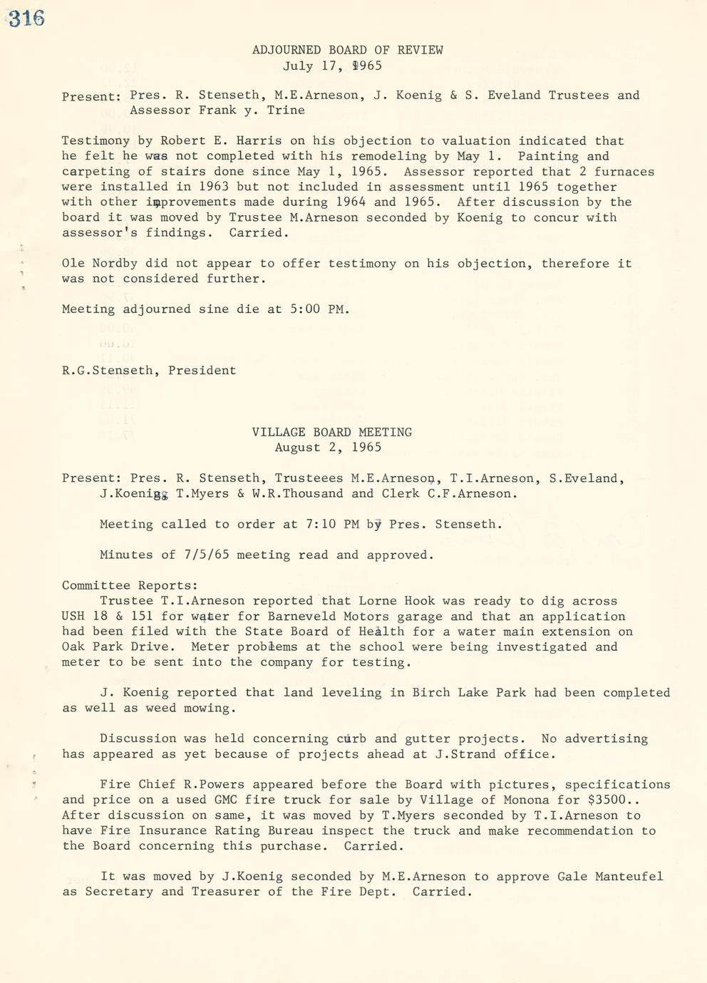 [Public records of the Village of Barneveld] (9 Volumes) Full view