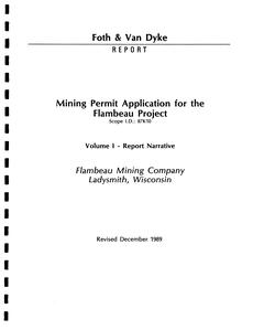 Mining permit application for the Flambeau Project