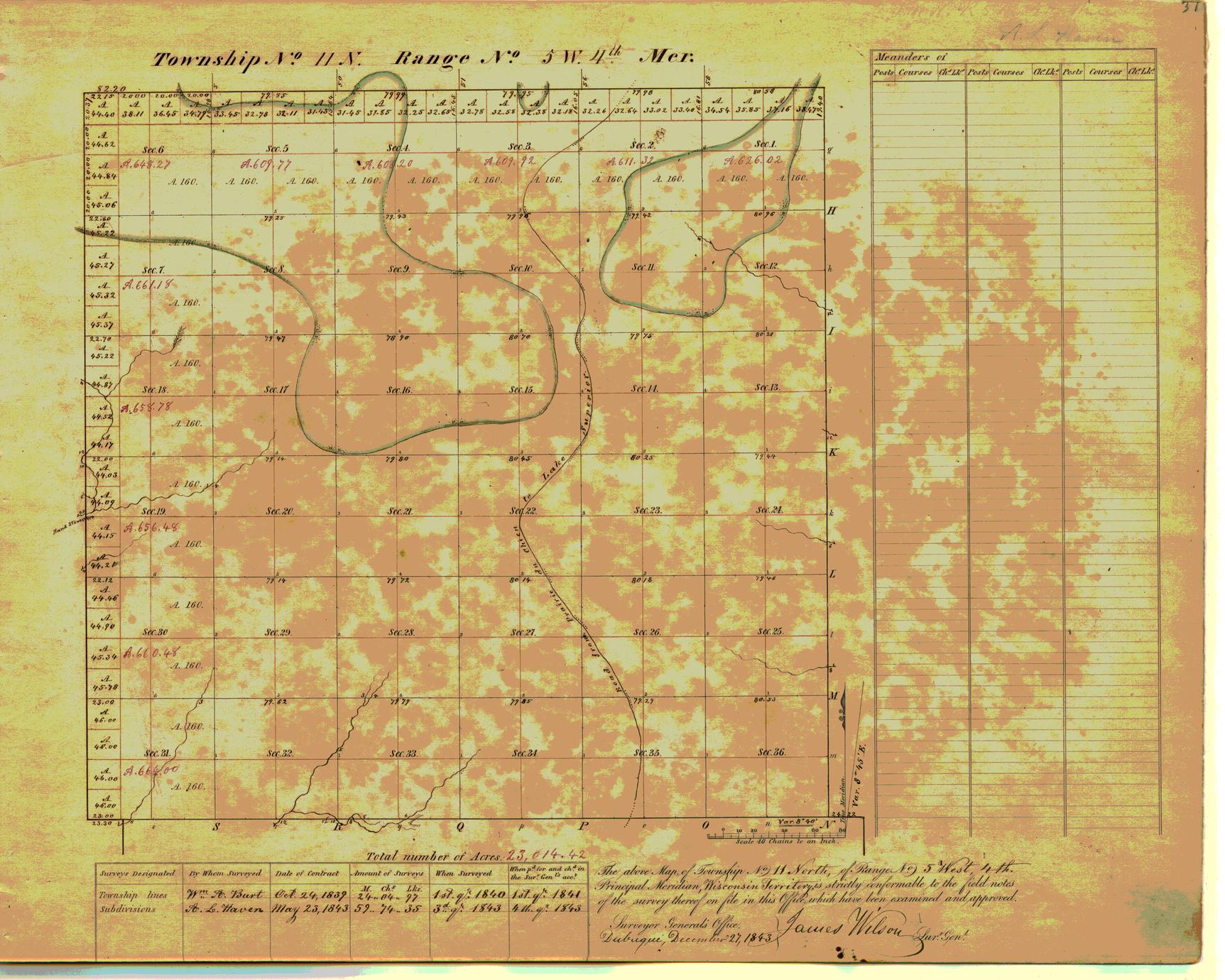 [Public Land Survey System map: Wisconsin Township 11 North, Range 05 West]