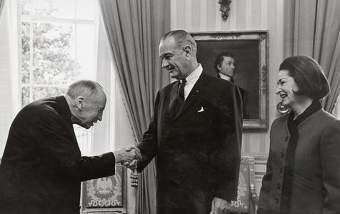 John H. Van Vleck meeting President Johnson