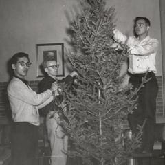 Decorating a Christmas tree