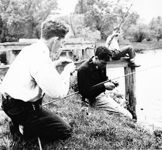 Bergere Kenney, Luna, and Carl fishing at Chapman Lake Bridge
