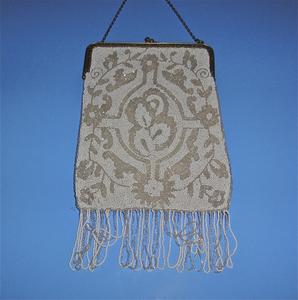 Beaded bag with white and clear beading