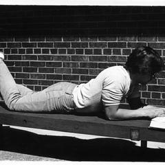 Student does homework outside