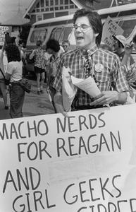 "Macho Nerd" with sign